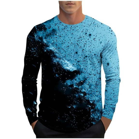 ZUKMRJPC Men's Crewneck Sweatshirt Fall Casual Long Sleeve Gradient Color Trendy Print Sweatshirts Cozy Soft Cotton Pullover Tops