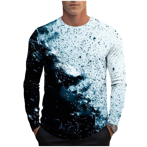 ZUKMRJPC Men's Crewneck Sweatshirt Fall Casual Long Sleeve Gradient Color Trendy Print Sweatshirts Cozy Soft Cotton Pullover Tops