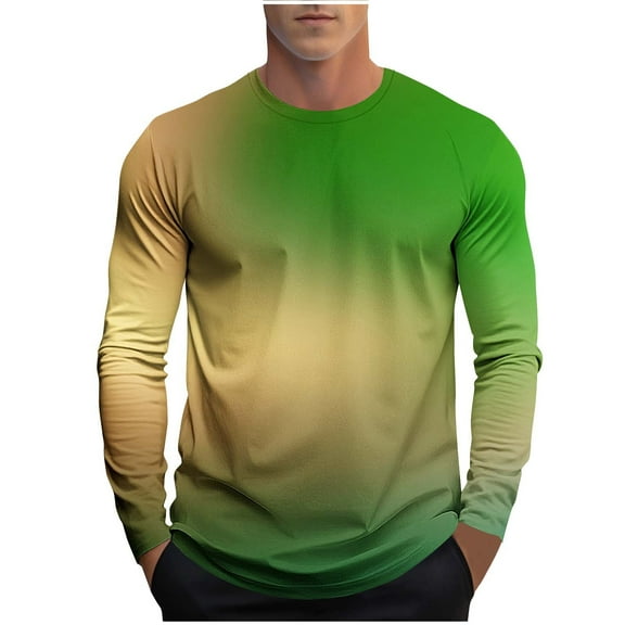 ZUKMRJPC Men's Crewneck Sweatshirt Gradient Color Casual Long Sleeved Sweatshirts Fall Fashion Soft Comfortable Cotton Pullover Shirts