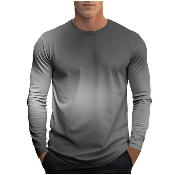 ZUKMRJPC Men's Crewneck Sweatshirt Gradient Color Casual Long Sleeved Sweatshirts Fall Fashion Soft Comfortable Cotton Pullover Shirts