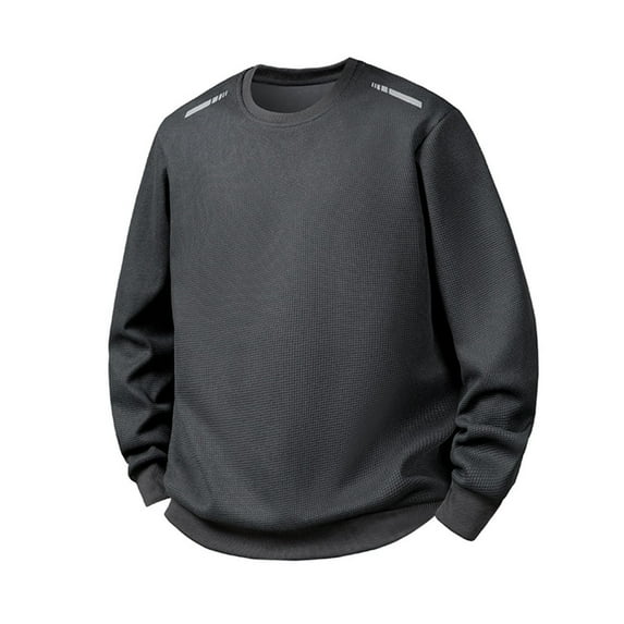 ZUKMRJPC Men's Crewneck Sweatshirt Lightweight Solid Color Waffle Textured Long Sleeve Pullover Sweatshirt Fall Loose Fit Workout Tops