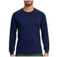 thumbnail image 1 of ZUKMRJPC Men's Crewneck Sweatshirts Fall Lightweight Patchwork Long Sleeve Quick Dry Pullover Shirts Casual Cotton Sport Workout Tops, 1 of 3