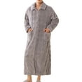thumbnail image 1 of ZUKMRJPC Men's Flannel Bathrobes Zip Up Long Sleeve Long Fleece Fluffy Housecoats Soft Warm Comfy Solid Color Nightgown Home Wear with Pocket, 1 of 3