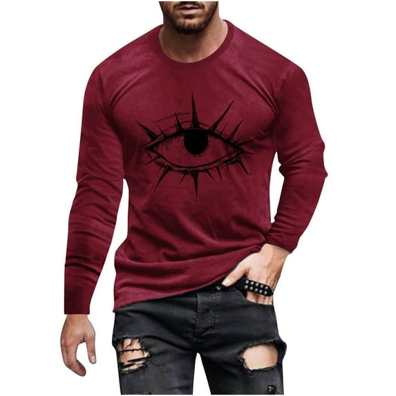 ZUKMRJPC Men's Halloween Long Sleeve Shirt Casual Fashion Printed Crewneck Solid Color T-Shirts Fall Workout Athletic Tops