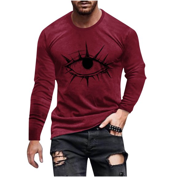 ZUKMRJPC Men's Halloween Long Sleeve Shirt Casual Fashion Printed Crewneck Solid Color T-Shirts Fall Workout Athletic Tops