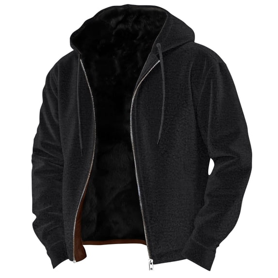 ZUKMRJPC Men's Hoodies Jackets Long Sleeve Drawstring Fleece Lined Hooded Coat Fall Winter Vintage Lightweight Hooded Outwear