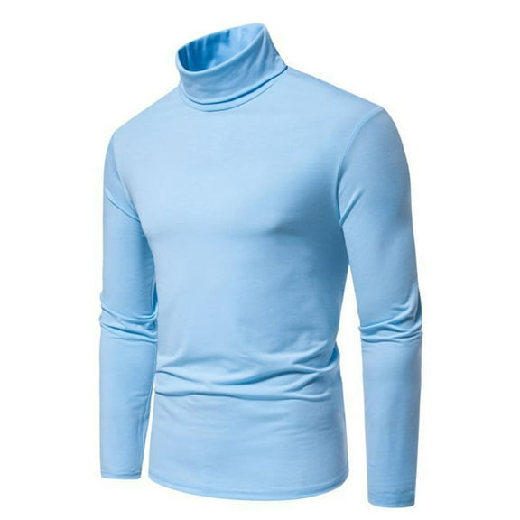 ZUKMRJPC Men's High Neck Shirts Casual Long Sleeve Slim Fit Pullover Sweaters Lightweight Soft Comfy Solid Color Tops