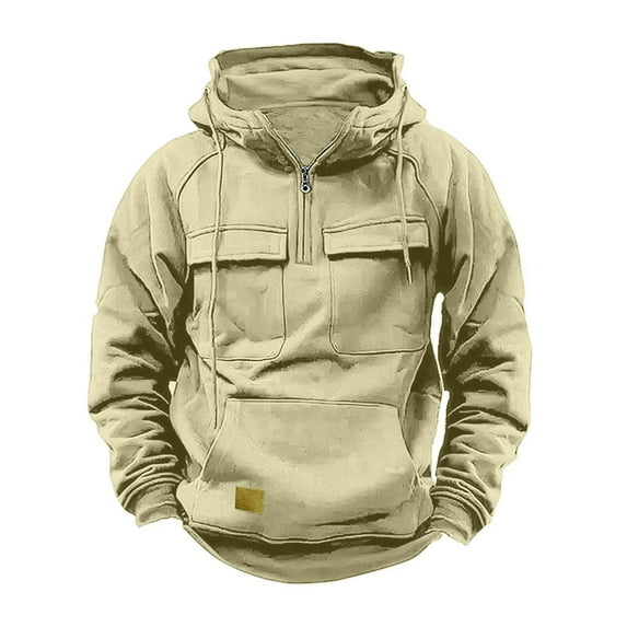 ZUKMRJPC Men's Hooded Sweatshirts Quarter Zip Long Sleeve Pullover Hoodies Workout Gym Sports Outdoor Jackets with Pocket