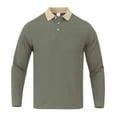 thumbnail image 1 of ZUKMRJPC Men's Knitted Shirts Long Sleeve Casual Patchwork Textured Button Down Lapel Pullover Lightweight Fashion Vintage Sweaters, 1 of 5