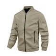 thumbnail image 1 of ZUKMRJPC Men's Lightweight Jacket Casual Full Zipper Stand-Up Collar Windbreaker Coat Solid Color Thin Jacket with Zipper Pocket, 1 of 5