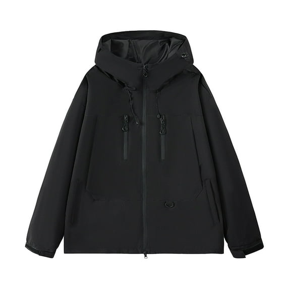 ZUKMRJPC Men's Lightweight Jackets Long Sleeve Solid Color Double Zipper Drawstring Hooded Jackets for Outdoor Activities
