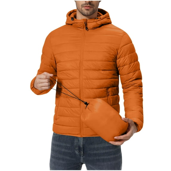 ZUKMRJPC Men's Lightweight Packable Puffer Jackets Full Zip Water-Resistant Winter Coat Casual Warm Hooded Padded Jacket for Running Travel