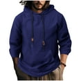 thumbnail image 1 of ZUKMRJPC Men's Linen Hooded Sweatshirt Lightweight Breathable Long Sleeve Drawstring Pullover Tops Solid Color Loose Fit Tops with Pocket, 1 of 5