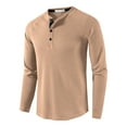 thumbnail image 1 of ZUKMRJPC Men's Long Sleeve Shirts Casual Round-Neck 3-Button Knitted Pullover Sweater Soft Comfy Solid Color Tops, 1 of 3