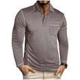 thumbnail image 1 of ZUKMRJPC Men's Long Sleeve T-Shirts Casual Half Button Down Lapel Solid Color Shirt Fall Lightweight Comfy Knit Cotton Pullover Tops with Pocket, 1 of 6
