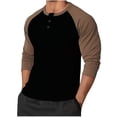 thumbnail image 1 of ZUKMRJPC Men's Long Sleeve T Shirts Classic Patchwork Crewneck Button Down Pullover Sweatshirt Fall Lightweight Soft Comfy Basic Cotton Tops, 1 of 2