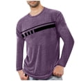 thumbnail image 1 of ZUKMRJPC Men's Long Sleeve Tee Shirts Striped Casual Lightweight Crewneck Fitness Pullover Sports Workout Tops Soft Comfy Cotton Sleepwear, 1 of 3