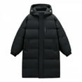 thumbnail image 1 of ZUKMRJPC Men's Long Winter Coat Full Zipper Windproof Thicken Winter Hooded Coats Solid Color Warm Cotton Padded Jacket with Pockets, 1 of 4