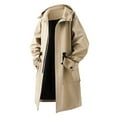 thumbnail image 1 of ZUKMRJPC Men's Mid Long Overcoat Solid Color Full Zip Hooded Long Jacket Elastic Belt Lightweight Baggy Windbreaker with Pocket, 1 of 3