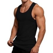 ZUKMRJPC Mens Muscle T Shirts Crewneck Solid Stretchy Slim Fit Basic Tank Tops Summer Sleeveless Workout Bodybuilding Gym Shirts L-4XL