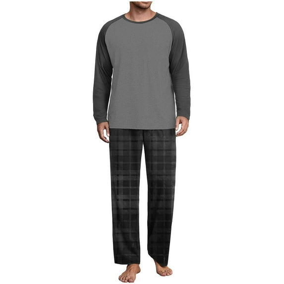 ZUKMRJPC Men's Pajama Sets Loungewear Long Sleeve Cotton Shirts and Plaid Pants Sleepwear Soft Mens Pjs Lightweight Comfy Sleep Sets