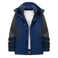 thumbnail image 1 of ZUKMRJPC Men's Patchwork Hooded Softshell Jacket Lightweight Zipper Fleece Lined Outdoor Jacket with Detachable Hood for Hiking Climbing, 1 of 3