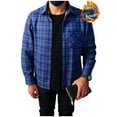 thumbnail image 1 of ZUKMRJPC Men's Plaid Shirts Long Sleeve Fleece Lined Warm Shirts Jackets Casual Heavyweight Lapel Button Down Thick Shirts with Pocket, 1 of 5