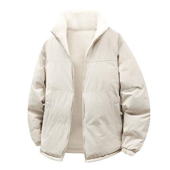 ZUKMRJPC Men's Puffer Jacket Lightweight Loose Fit Stand Collar Waterproof Jacket Causal Comfy Fleece Lined Winter Warm Coats