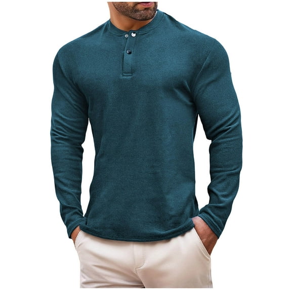 ZUKMRJPC Men's Quarter Button Shirts Long Sleeve Stand Collar Fleece Lined Thermal Workout Golf Shirts Slim Fit Warm Baselayer Tops