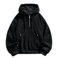 thumbnail image 1 of ZUKMRJPC Men's Quarter Zip Hoodies Long Sleeve Drawstring Solid Color Textured Hooded Sweatshirt Casual Pullover with Kangaroo Pocket, 1 of 4