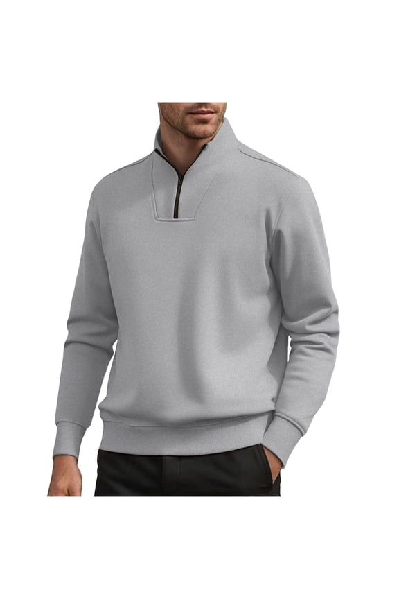 Men's Quarter Zip Pullover Long Sleeve Solid Color Mock Turtleneck Sweatshirts Casual Loose Thermal Workout Golf Base Shirt
