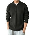 thumbnail image 1 of ZUKMRJPC Men's Quarter Zip Pullover Sweater Long Sleeve Lapel Knitted Texture Sweaters Fall Loose Comfy Solid Color Casual Work Tops, 1 of 5