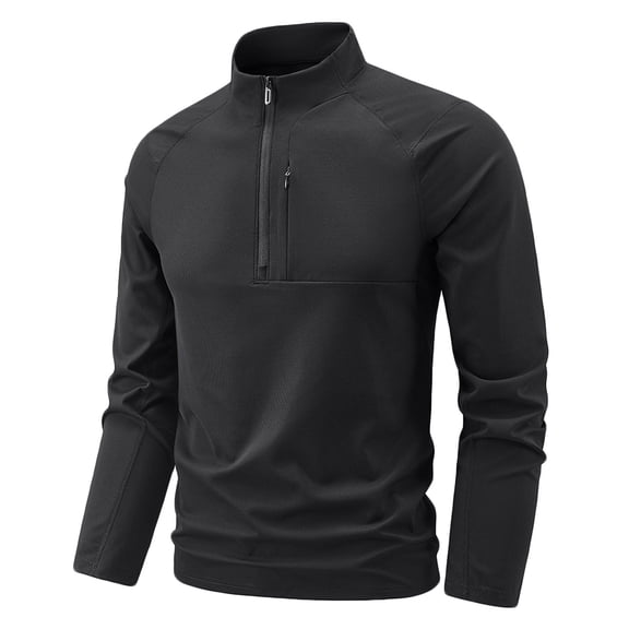 ZUKMRJPC Men's Quarter Zip Running Shirts Long Sleeve Lightweight Quick Dry Pullover Athletic Shirts Soft Breathable Workout Gym Golf Tops