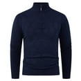 thumbnail image 1 of ZUKMRJPC Men's Quarter Zip Sweater Long Sleeve Stand Collar Solid Color Knitted Texture Pullover Sweaters Fall Soft Slim Fit Basic Knit Tops, 1 of 4