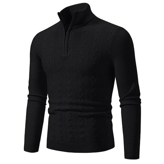 ZUKMRJPC Men's Quarter Zip Sweaters Fall Warm Long Sleeve Stand Collar Slim Fit Pullover Sweater Lightweight Solid Color Knitted Sweaters