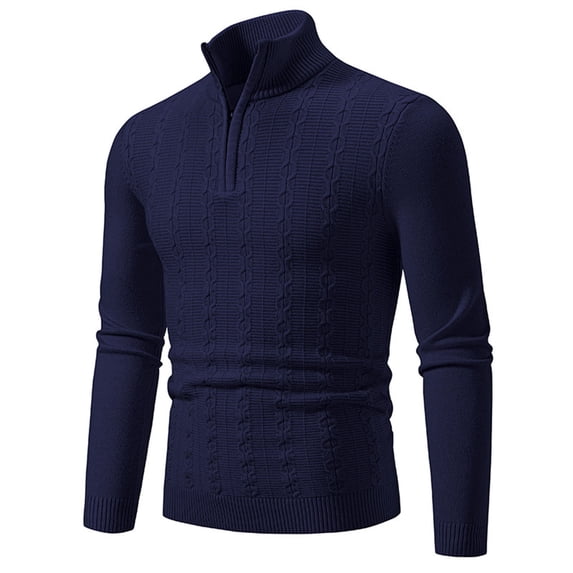 ZUKMRJPC Men's Quarter Zip Sweaters Fall Warm Long Sleeve Stand Collar Slim Fit Pullover Sweater Lightweight Solid Color Knitted Sweaters