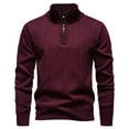 thumbnail image 1 of ZUKMRJPC Men's Quarter Zip Sweaters Long Sleeve Slim Fit Vintage Pullover Sweater Warm Stand Collar Knit Tops Business or Casual Wear, 1 of 3