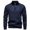 thumbnail image 1 of ZUKMRJPC Men's Quarter Zip Sweaters Long Sleeve Slim Fit Vintage Pullover Sweater Warm Stand Collar Knit Tops Business or Casual Wear, 1 of 3