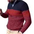 thumbnail image 1 of ZUKMRJPC Men's Quarter Zip Sweaters Slim Fit Long Sleeve Color Block Casual Pullover Sweater Chunky Knit Textured Stand Collar Warm Sweater, 1 of 6