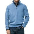 thumbnail image 1 of ZUKMRJPC Men's Quarter Zip Sweaters Solid Color Slim Fit Mock Neck Pullover Sweaters Casual Lightweight Knitted Sweater, 1 of 5