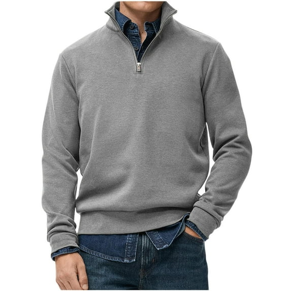 ZUKMRJPC Men's Quarter Zip Sweaters Solid Color Slim Fit Mock Neck Pullover Sweaters Casual Lightweight Knitted Sweater