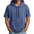 thumbnail image 1 of ZUKMRJPC Men's Short Sleeve Hoodies Solid Color Drawstring Workout Pullover Sweatshirt Casual Lightweight Summer Athletic Gym Beach Tops, 1 of 8