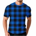 thumbnail image 1 of ZUKMRJPC Men's Short Sleeve T-Shirt Crewneck Classic Vintage Plaid Basic Tees Slim Fit Casual Lightweight Waffle Knit Textured Tops, 1 of 5