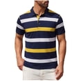 thumbnail image 1 of ZUKMRJPC Men's Striped Golf Shirts Classic 3 Buttons Collar Casual Summer Basic Tops Regular Fit Soft Comfortable Business Work Tops, 1 of 7