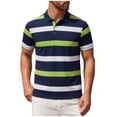 thumbnail image 1 of ZUKMRJPC Men's Striped Golf Shirts Classic 3 Buttons Collar Casual Summer Basic Tops Regular Fit Soft Comfortable Business Work Tops, 1 of 3