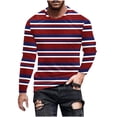 thumbnail image 1 of ZUKMRJPC Men's Striped Long Sleeved T-Shirts Casual Vintage Crewneck Loose Fit Pullover Tees Daily Soft Comfy Cotton Tops, 1 of 4