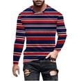 thumbnail image 1 of ZUKMRJPC Men's Striped Long Sleeved T-Shirts Casual Vintage Crewneck Loose Fit Pullover Tees Daily Soft Comfy Cotton Tops, 1 of 4
