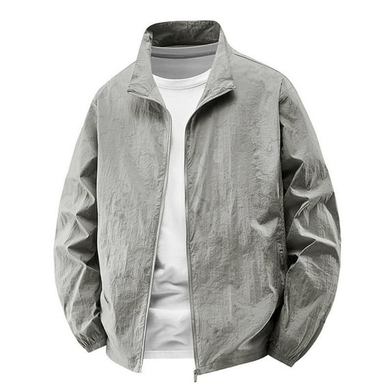 ZUKMRJPC Men's Sun Protection Athletic Jackets Lightweight Breathable Fashion Printing Stand Collar Jacket Running Workout Outdoor Coat