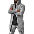 thumbnail image 1 of ZUKMRJPC Men's Sweaters Solid Color Chunky Knitted Texture Long Cardigan Sweater Fall Trendy Casual Open Front Knit Sweater with Hood, 1 of 4
