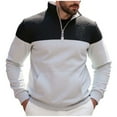 thumbnail image 1 of ZUKMRJPC Men's Sweatshirt Half Zip Stand Collar Long Sleeve Casual Color Block Lightweight Pullover Hoodies with Kangaroo Pocket, 1 of 7